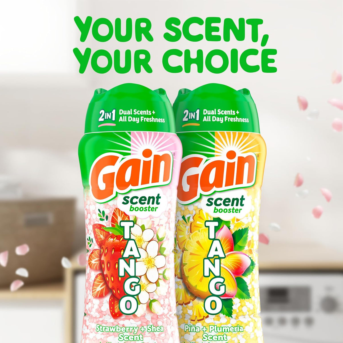 Gain Tango 2-in-1 Laundry Scent Booster Beads, Strawberry and Shea Scent, 21.1 oz, Laundry Beads with Dual Scents Plus All Day Freshness
