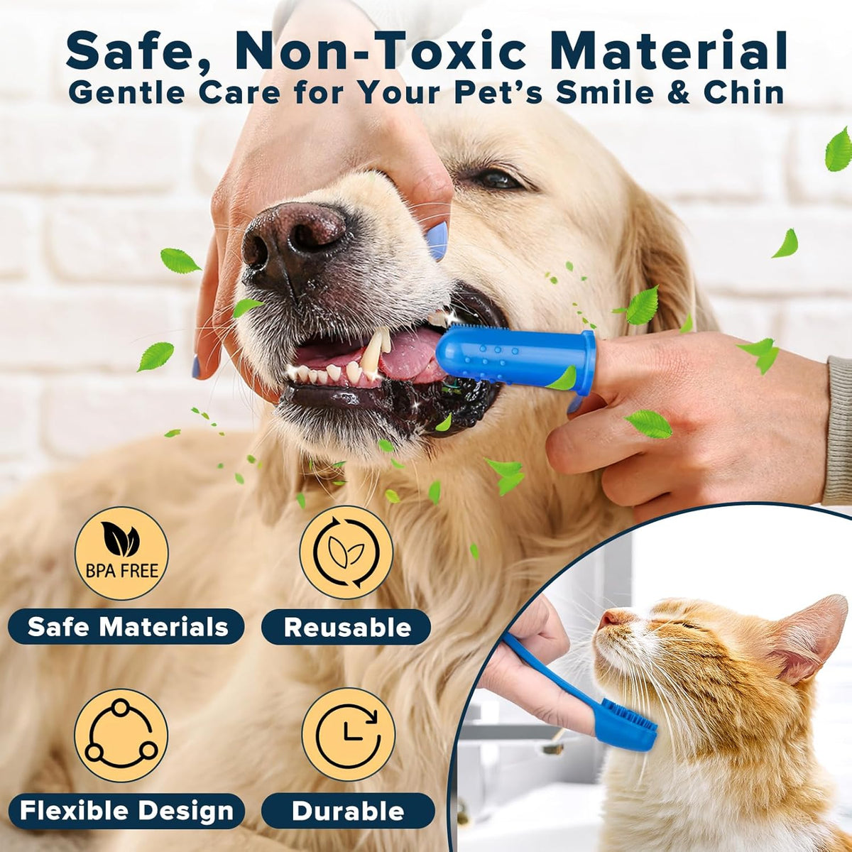 6PCS Pet Grooming Kit for Dogs,Cats and Horses | Dog Washing Gloves | Dog Bath Brush | Dog Bath Gloves | Dog Shampoo Brush | Pet Grooming Gloves | Dog Bath Supplies (Navy Blue)