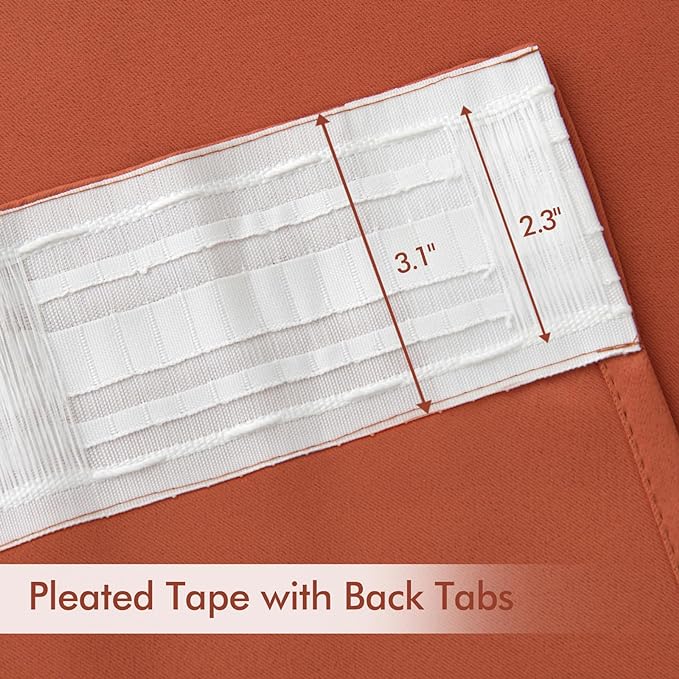 MIULEE Back Tab Burnt Orange Blackout Curtains 120 Inch Long 2 Panels Set