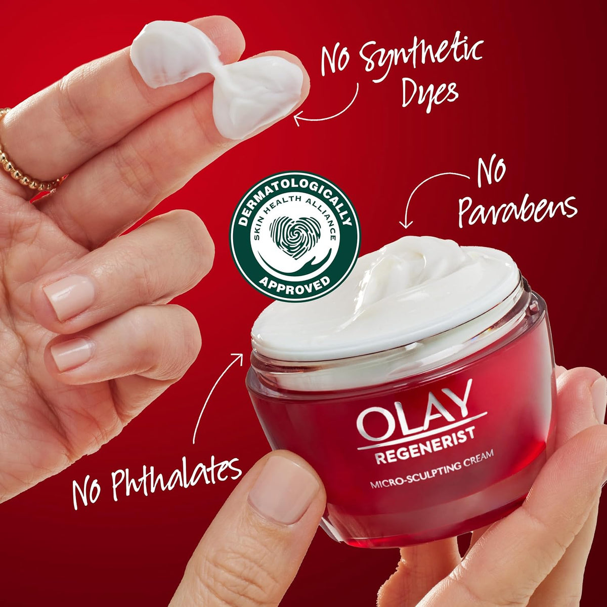 Olay Face Moisturizer, Regenerist Micro-Sculpting Facial Cream for Women - Instant Hydration, Anti-Aging, Anti-Wrinkle, Firming Skin Care - Hyaluronic Acid, Niacinamide, Amino Peptides, 1.7 Oz