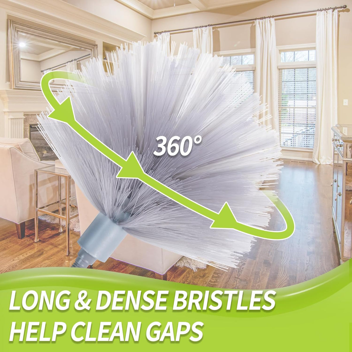 Cobweb Duster with Extension Pole, Spider Web Brush & Ceiling Cleaning Kit, 100" Microfiber Feather Duster Cleaner with Washable Head for Ceiling Fan, Furniture, Home