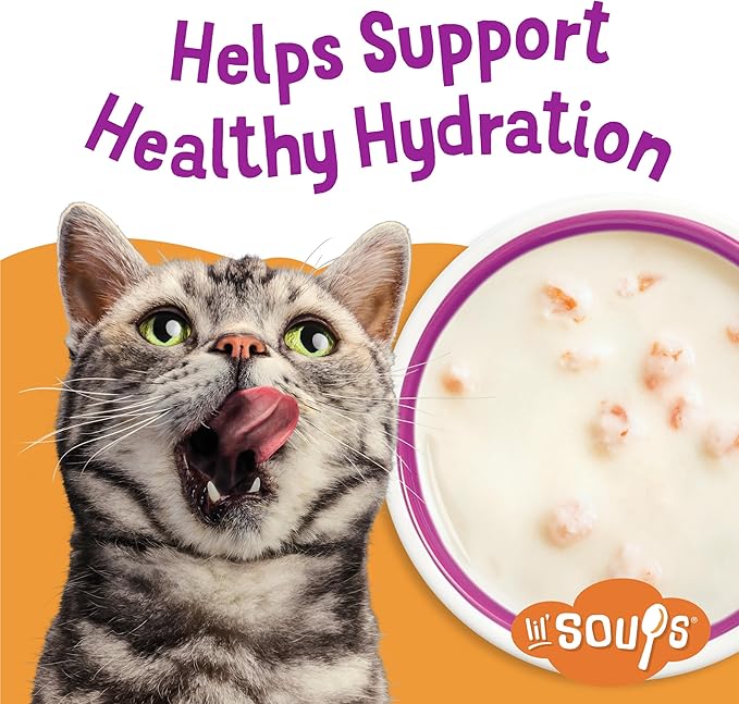 Purina Friskies Grain Free Lickable Cat Food Toppers Lil’ Soups With Shrimp in a Velvety Chicken Broth - (Pack of 8) 1.2 oz. Cups