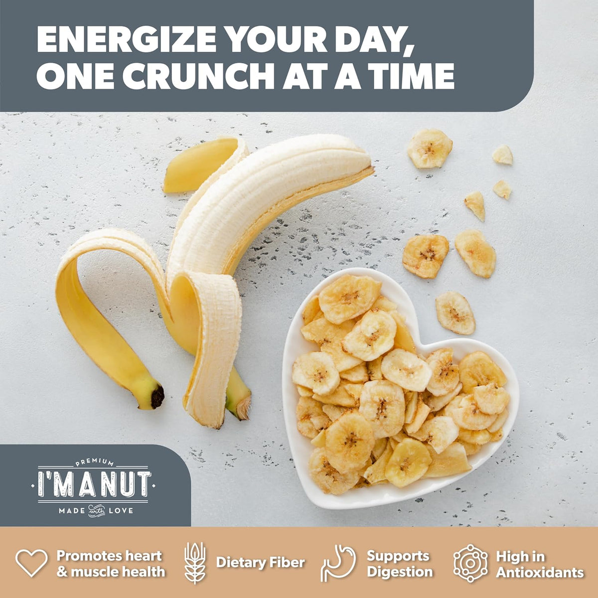 Premium Dried Banana Chips 16oz | Non-GMO, Batch Tested Gluten & Peanut Free | Ethically Sourced for Guilt-Free Snacking | Fresh, Crispy & Sweetened for Delicious Flavor