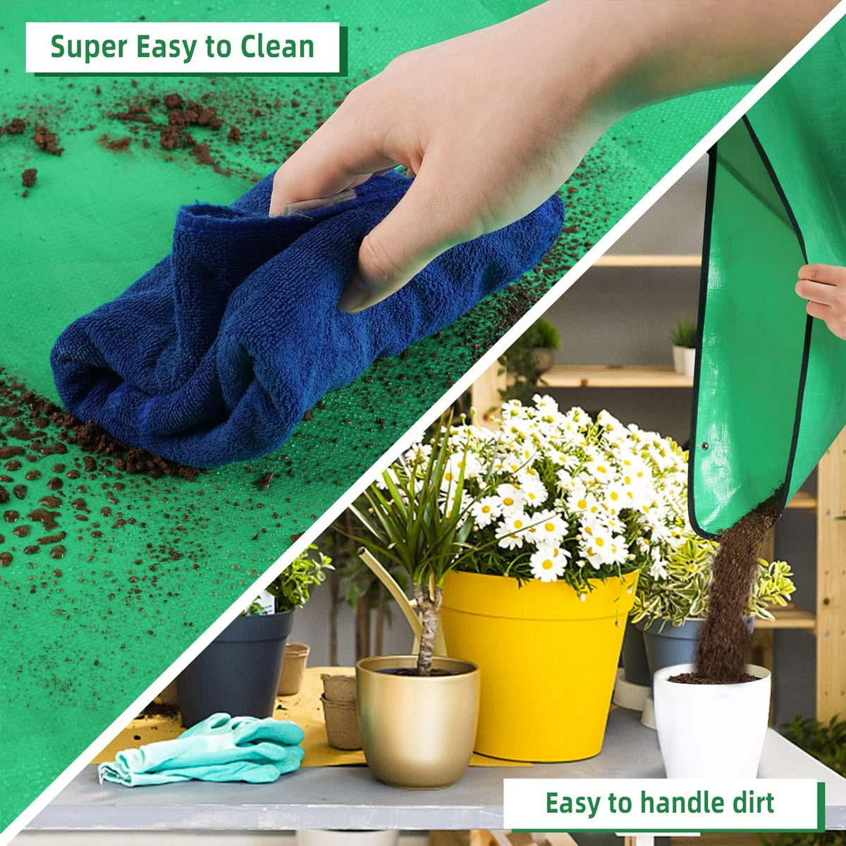 Repotting Mat for Indoor Plant Transplanting and Mess Control 27"x 27" Thickened Waterproof Potting Tray Foldable Succulent Potting Mat Portable Gardening Mat Garden Gifts for Women & Men