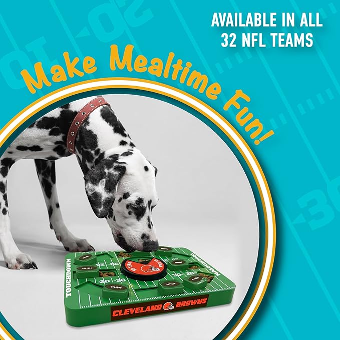 Pets First NFL Cleveland Browns Large Puzzle Toy, New Size, Interactive Dog Treat & Slow Feeding Toy