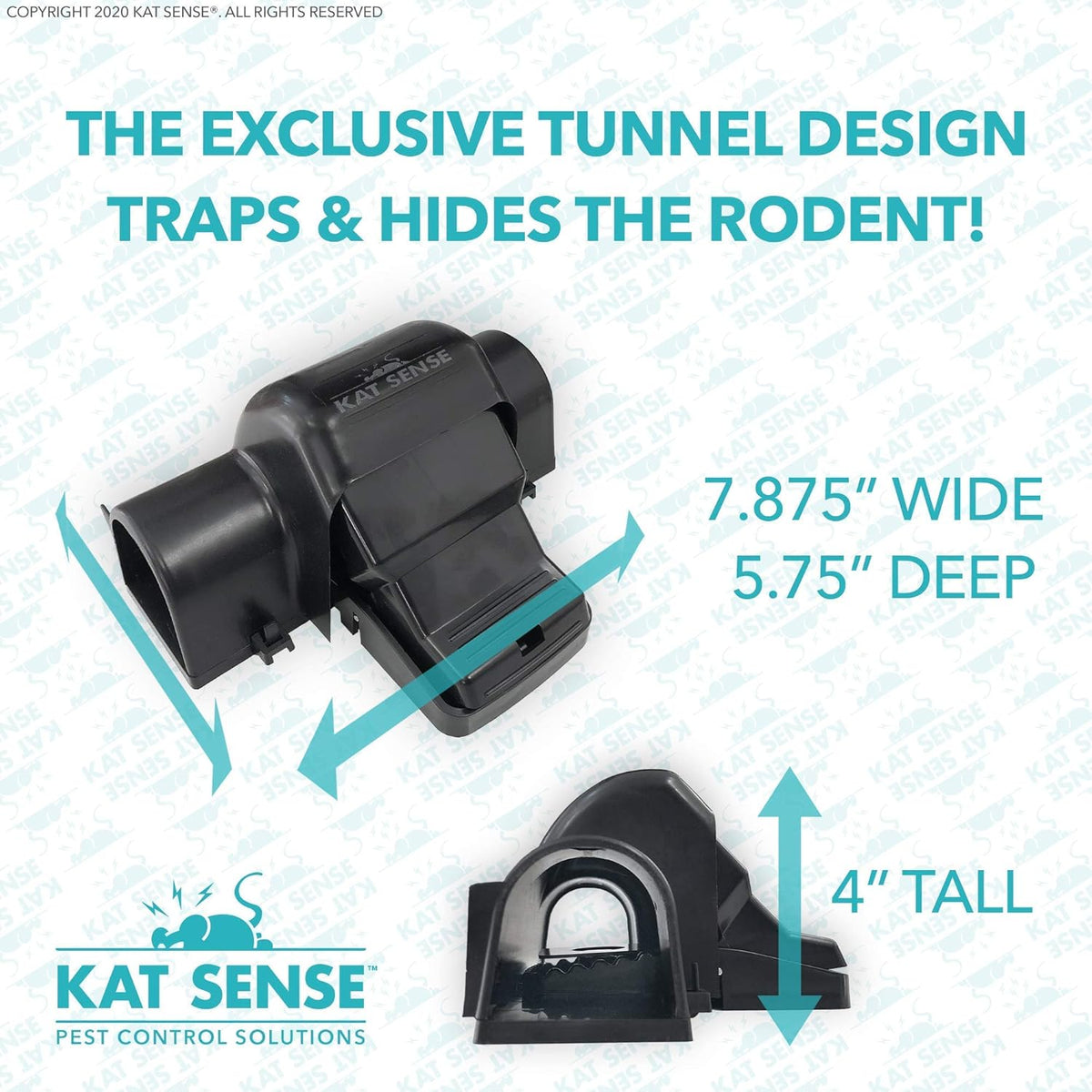 Kat Sense Covered Rat & Chipmunk Traps, Prevents Accidental Triggering with Tunneled Design, Quick Humane Kill, Indoor 'N Outdoor Mouse Snap Traps