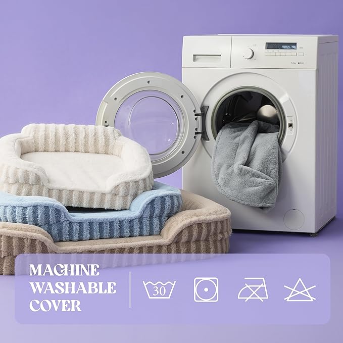 LE SURE Cute Dog Bed for Small Dogs, Orthopedic Waterproof Small Pet Beds with Sides, Non-Slip Bottom and Egg-Crate Foam Puppy Couch Sofa with Washable Removable Cover, Blue
