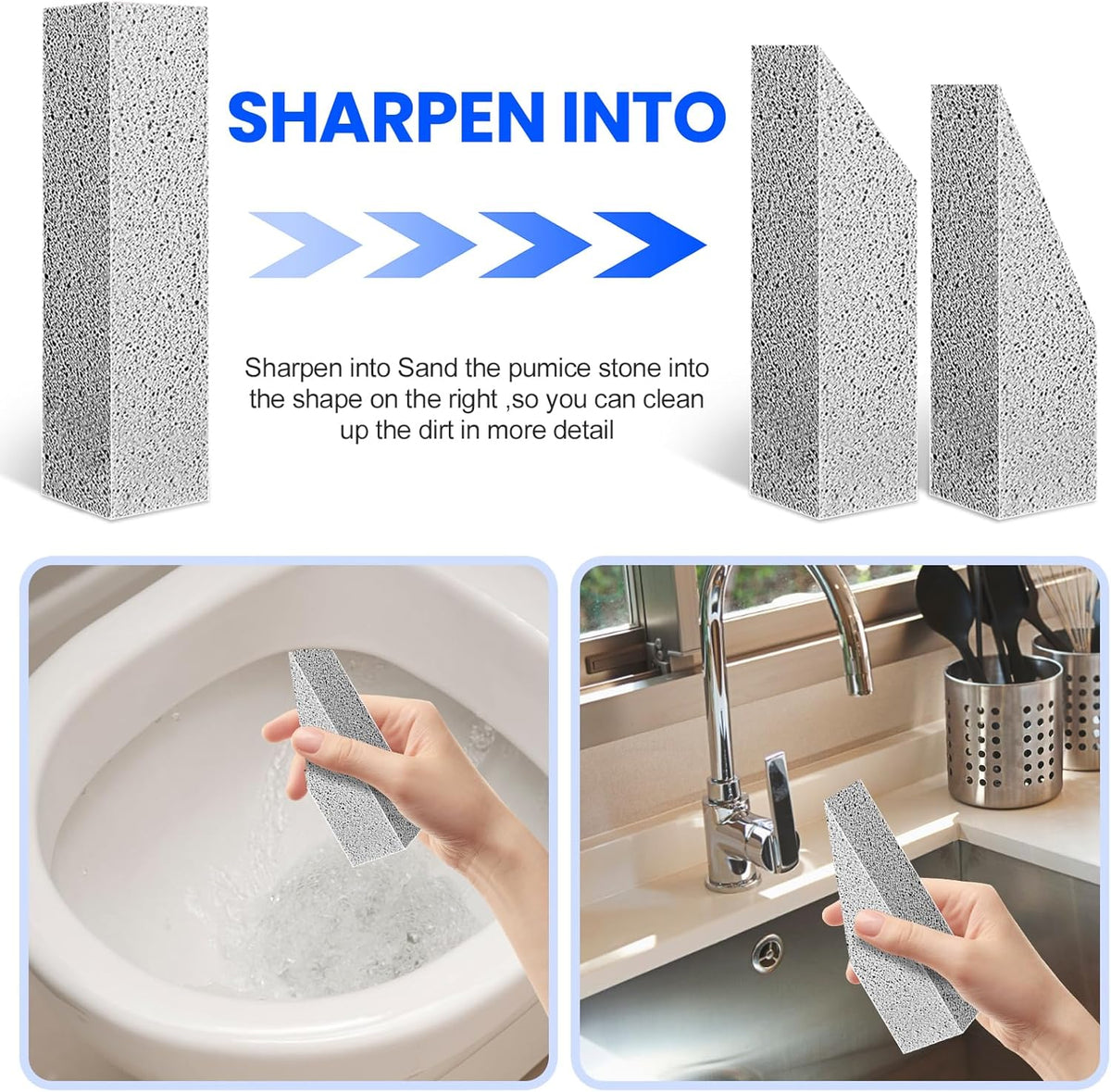 6 Pack Pumice Stone Toilet Bowl Cleaner, Pumice Stone for Cleaning, Powerfully Cleans Toilets, Bathtubs, Grills, Swimming Pools, Sinks