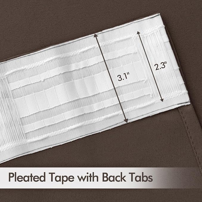 MIULEE Chocolate Brown Back Tab Blackout Curtains 72 Inches Long 2 Panels Set