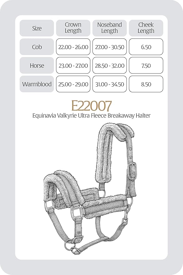 Equinavia Valkyrie Ultra Fleece Breakaway Horse Halter | Padded Fleece Adjustable Safety Halter with Nylon Webbing - Black/Black - Cob