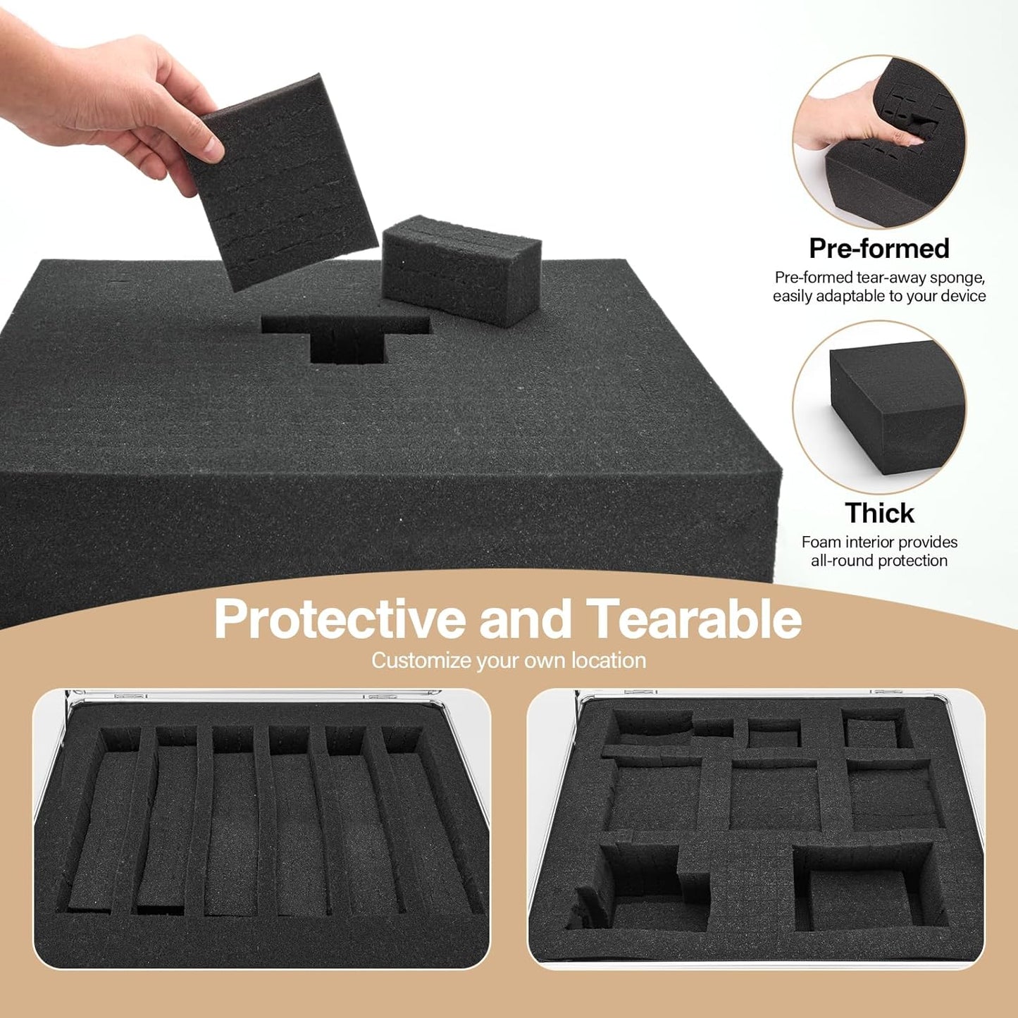 Combination Lock Box - Locking Storage Case with Customizable Foam, 18.9" Portable Lockable Case for Personal Items, Valuables, Documents, Briefcase for Jewelry, Cash, Medications, Silver