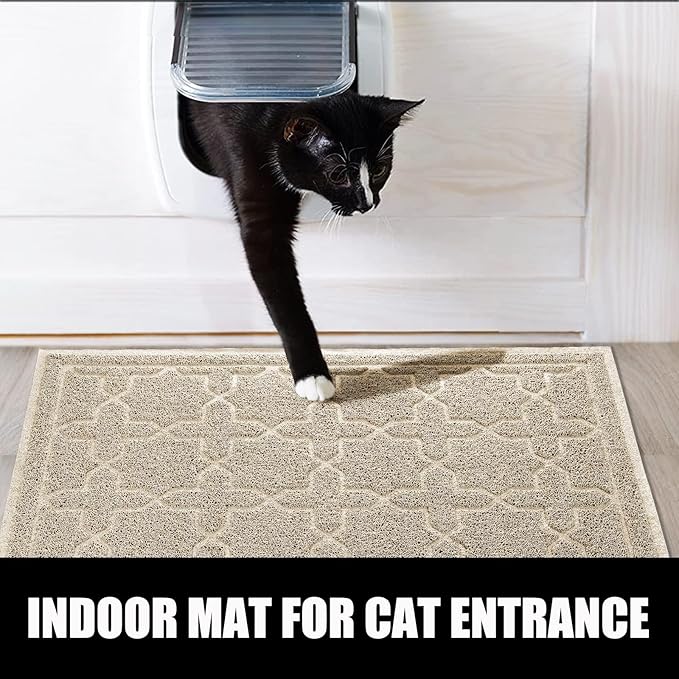 Yimobra Cat Litter Mat, 24"x20" Litter Mat with Litter Lock Mesh, Soft Cat Litter Mat Litter Trapping Mat, Easy to Clean, Non-Slip, Water Resistant, Litter Free Floors, Beige