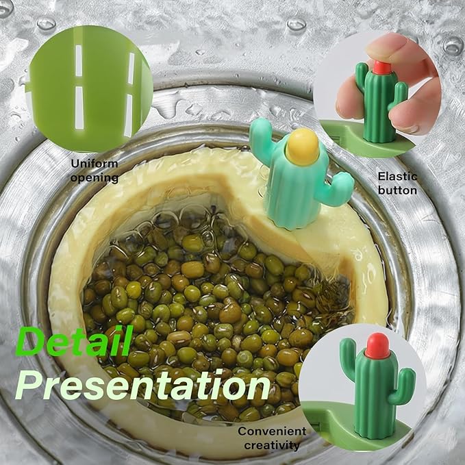 Cactus Kitchen Sink Drain Strainer, 2026 New Self‑Cleaning Press Dumping Basket, Faucet Hanging Filter, Food Residue Collector Kitchen Bathroom Accessory (2Pcs Yellow)