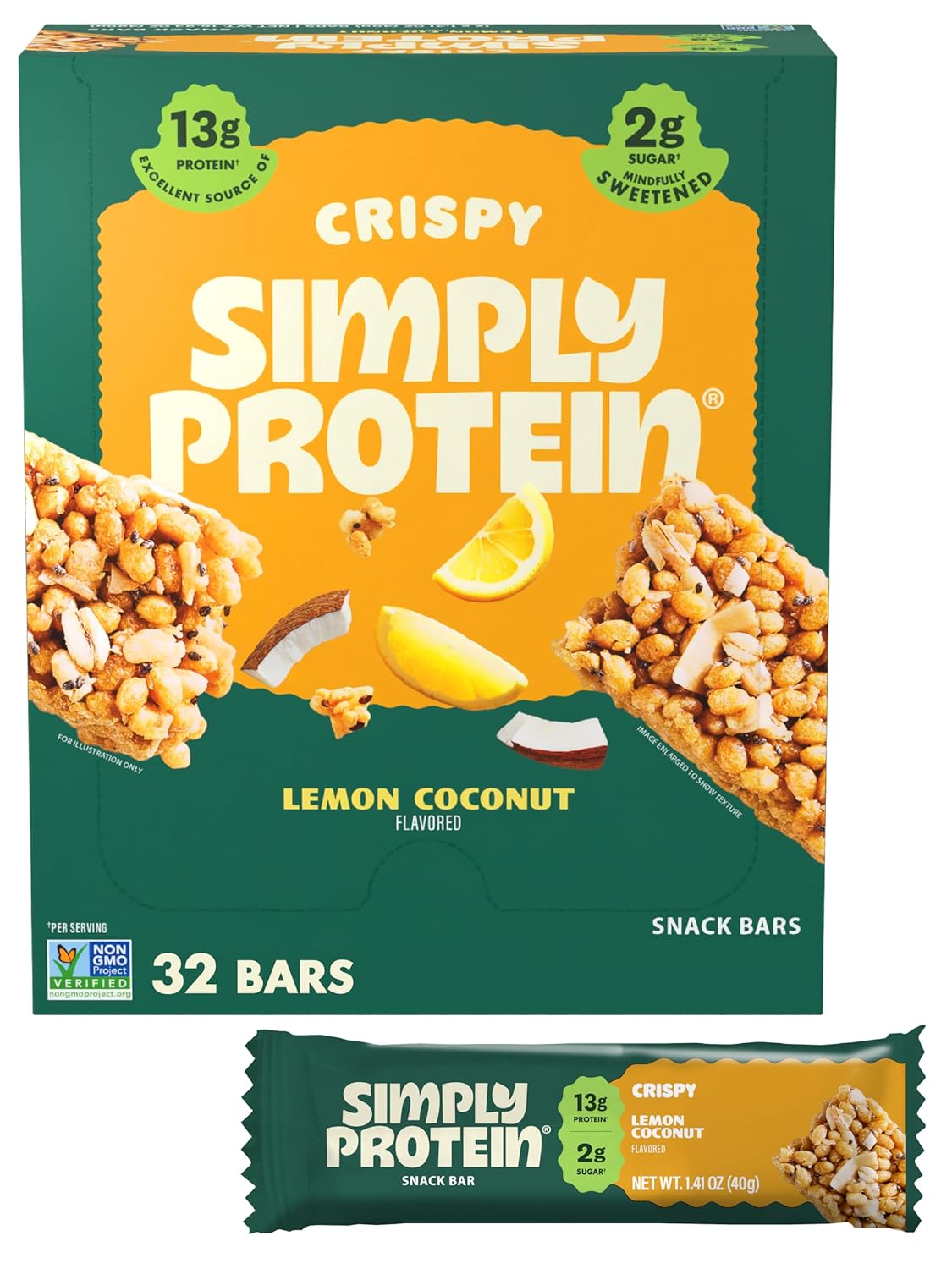 Simply Protein - Crispy Vegan Protein Bars Variety Pack, 3 Flavors - Plant Based, Protein Snacks - 13g Protein, 2g Sugar, 7g Fiber - Gluten Free, Non GMO, Kosher - 12 Bars