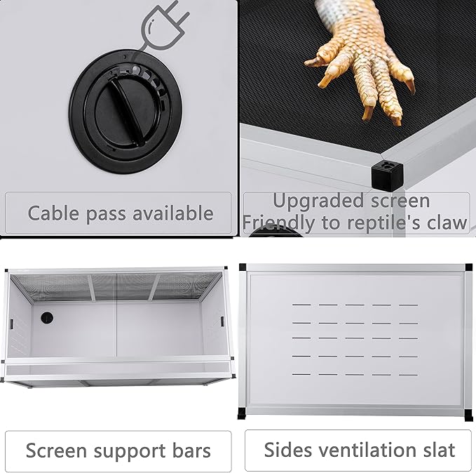 Stackable PVC Reptile Enclosure 40''x16''x16'' ToxiRium Space Efficient Large Reptile Tanks 44 Gallons for Bearded Dragon Gecko Lizard Snake, Wide Vivarium with Sliding Doors Lock-2pcs with spacers