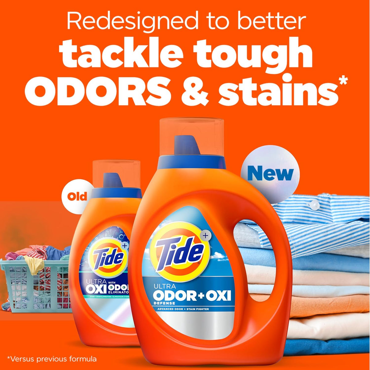 Tide Ultra Odor Defense Plus Oxi Liquid Laundry Detergent, 148 fl oz, 105 Loads, Advanced Odor and Stain Fighting Laundry Detergent Liquid