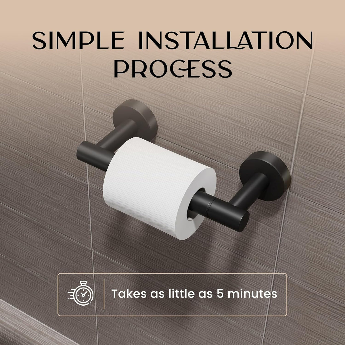 Day Moon Matte Black Toilet Paper Holder - Wall Mount Modern Roll Holder for Bathroom