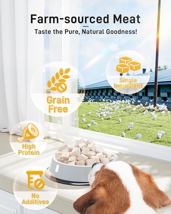 Freeze Dried Chicken Cats & Dogs Treats, 1.1lb(17.63 OZ), Single Ingredient, High Protein, No Additives, Grain Free, Training & Nutrition Supplements, Sealed Box