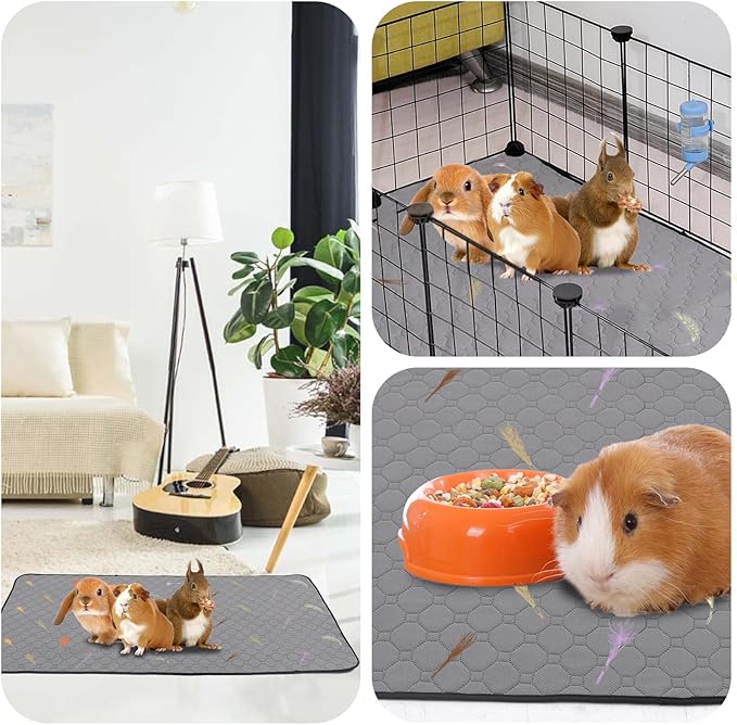 2Pcs Guinea Pig Cage Liners,Guinea Pig Fleece Cage Liners28''X70'' Super Absorbent Washable Pee Pads Reusable for Rabbit Hamster Chinchilla