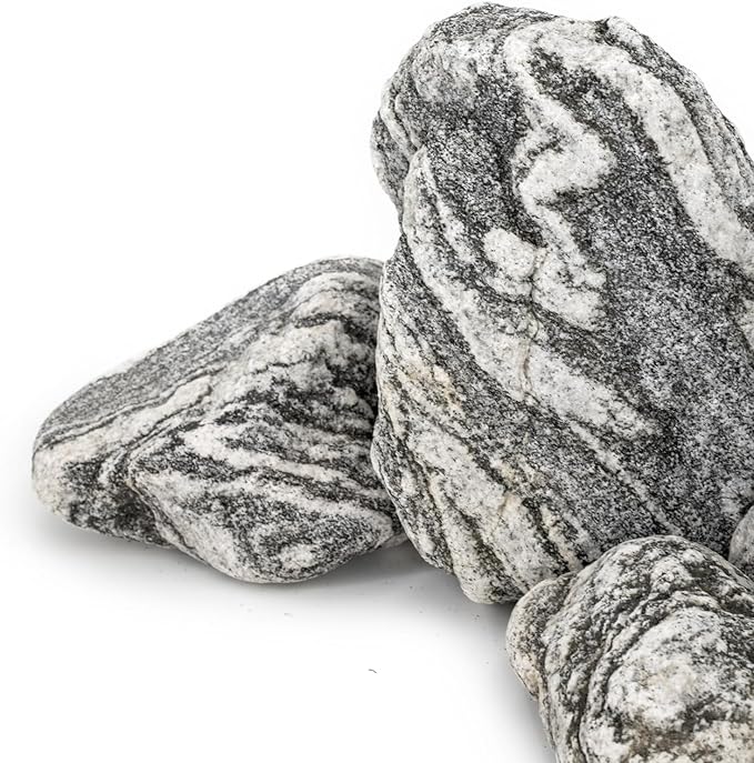 Natural Fish Tank Stones Aquarium Rocks 10lb Silver Seiryu Rock for Aquascaping, Terrariums, Bonsai, Garden Landscaping & Reptile Habitats(2-7inch 5-6Pcs)