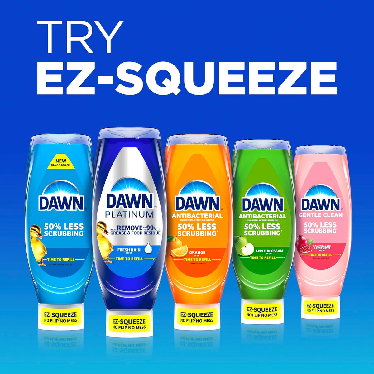Dawn Gentle Clean EZ-Squeeze Dishwashing Liquid Dish Soap, Pomegranate and Rose Water Scent 24.3 fl oz