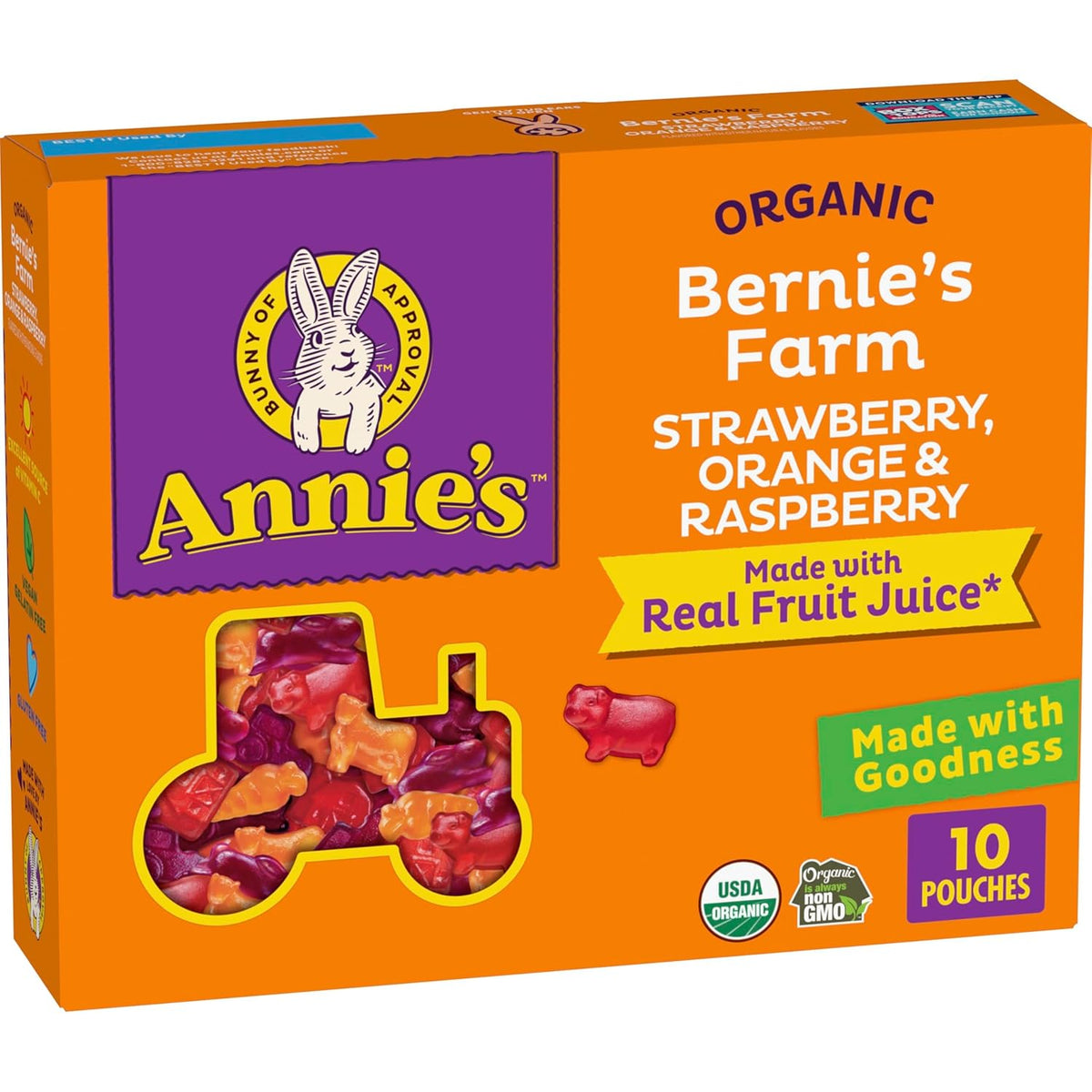 Annie's Organic Bees, Bugs, and Butterflies Fruit Flavored Snacks, 10 Pouches, 7 oz