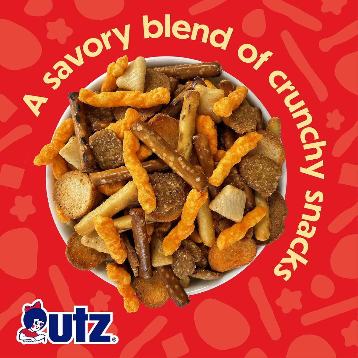 Utz Pub Mix, 42 Oz. Barrel, Savory Snack Mix with a Blend of Crunchy Flavors for a Tasty Party Snack, Resealable Container, Trans-Fat Free and Kosher Certified