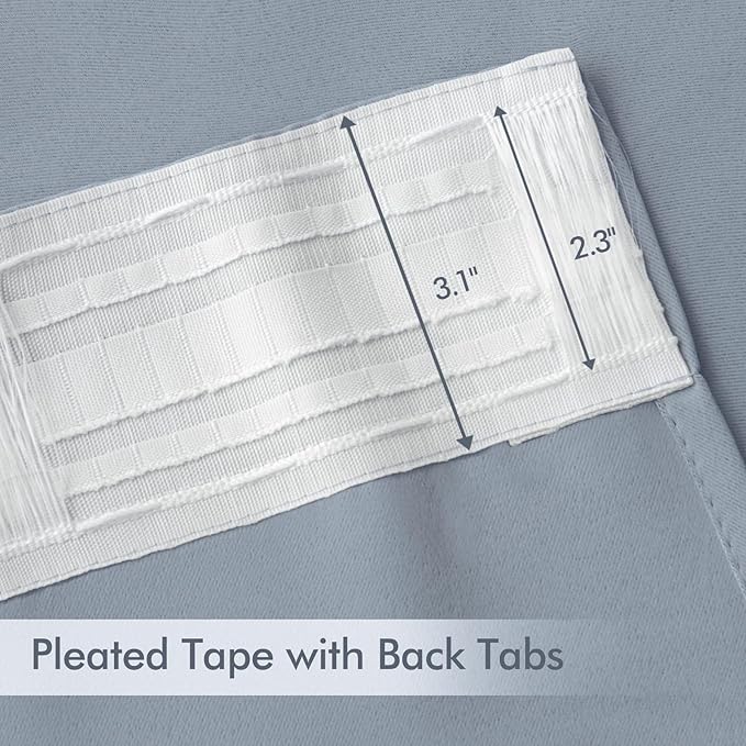 MIULEE Light Blue Back Tab Blackout Curtains 84 Inch Length 2 Panels Set