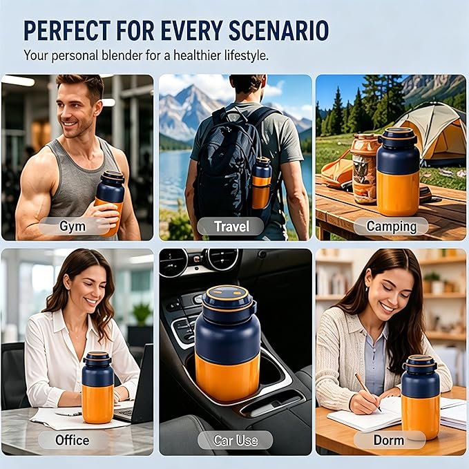 Portable Wireless Juicer Cup for Protein Shakes & Smoothies, 45oz USB-C Rechargeable Blender with 38 Stainless Steel Blades for Ice, Frozen Fruit, Gym, Travel & Camping (White, 44, Fluid Ounces)