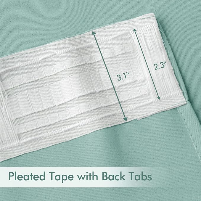 MIULEE Aqua Back Tab Blackout Curtain 96 Inch Long 2 Panels Set