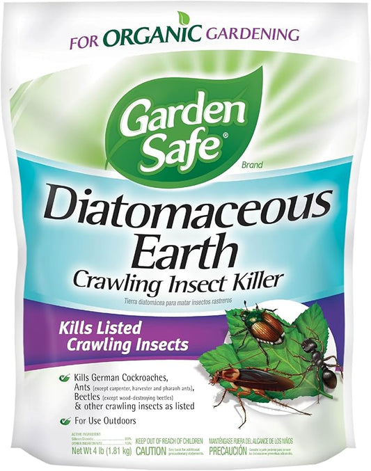Garden Safe Brand Crawling Insect Killer Containing Diatomaceous Earth, 4 Pounds, Kills Cockroaches, Ants and Other Listed Crawling Insects by Contact, For Use Indoors & Outdoors