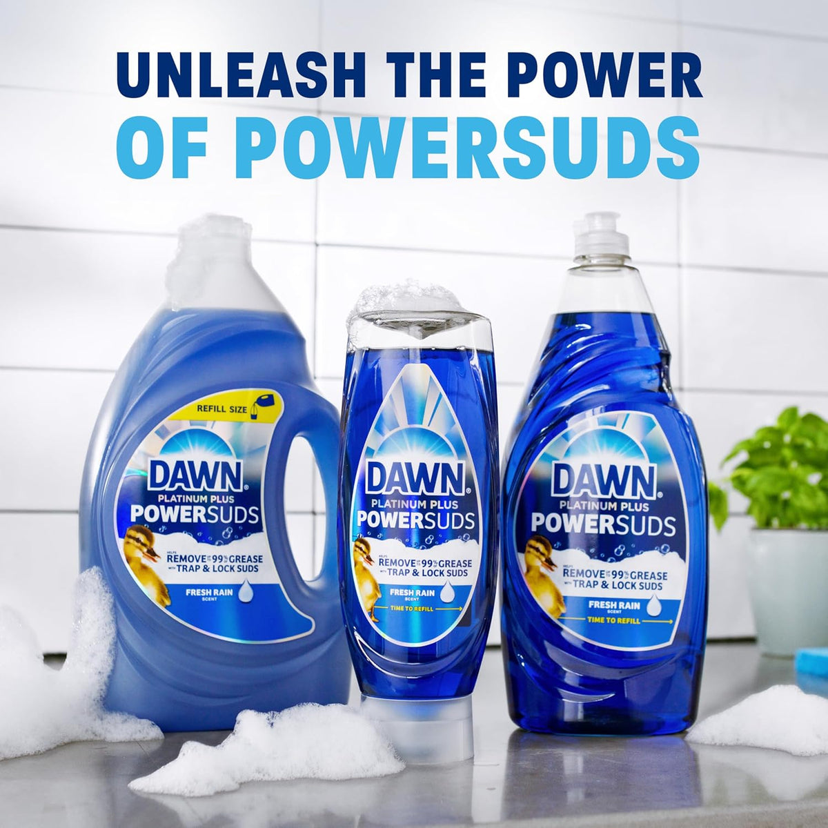 Dawn Platinum Plus PowerSuds Liquid Dish Soap, 17.4 oz. EZ-Squeeze Bottle