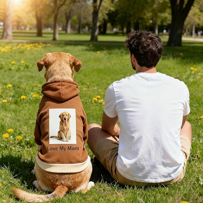 Custom Dog Hoodie, Personalized Sweatshirt with Photo Text Name Logo, Customized Hooded Sweater for Small Medium Large Dogs & Cats (Brown, XXX-Large)