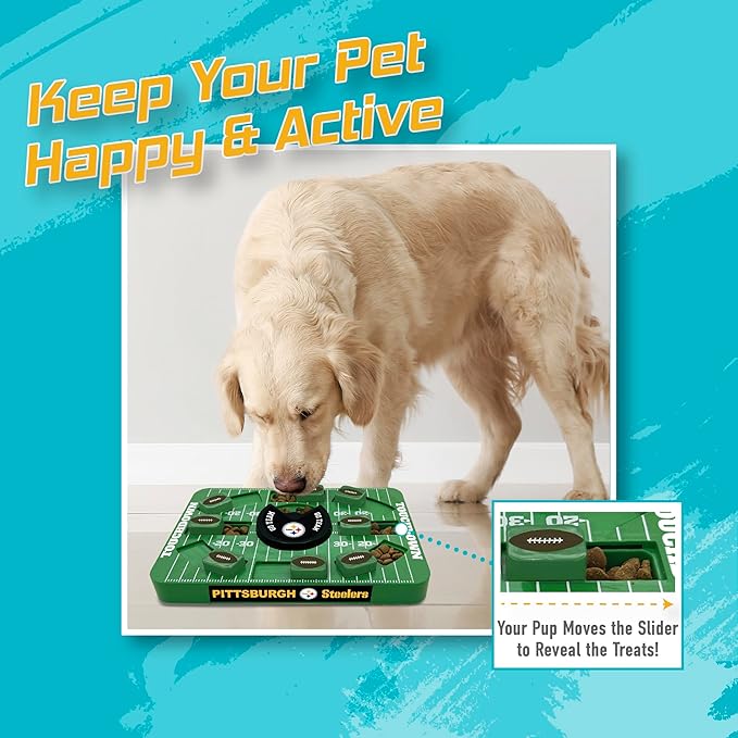 Pets First NFL Pittsburgh Steelers Large Puzzle Toy, New Size, Interactive Dog Treat & Slow Feeding Toy