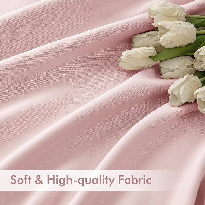 MIULEE Baby Pink Back Tab Blackout Curtains 84 Inch Length 2 Panels Set