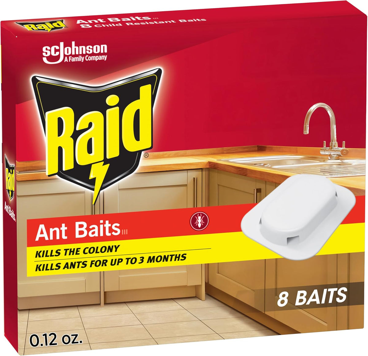 Raid Ant Killer Baits, Child Resistant Bug Killer for Indoor Home Use, 0.24 Oz, 8 Count