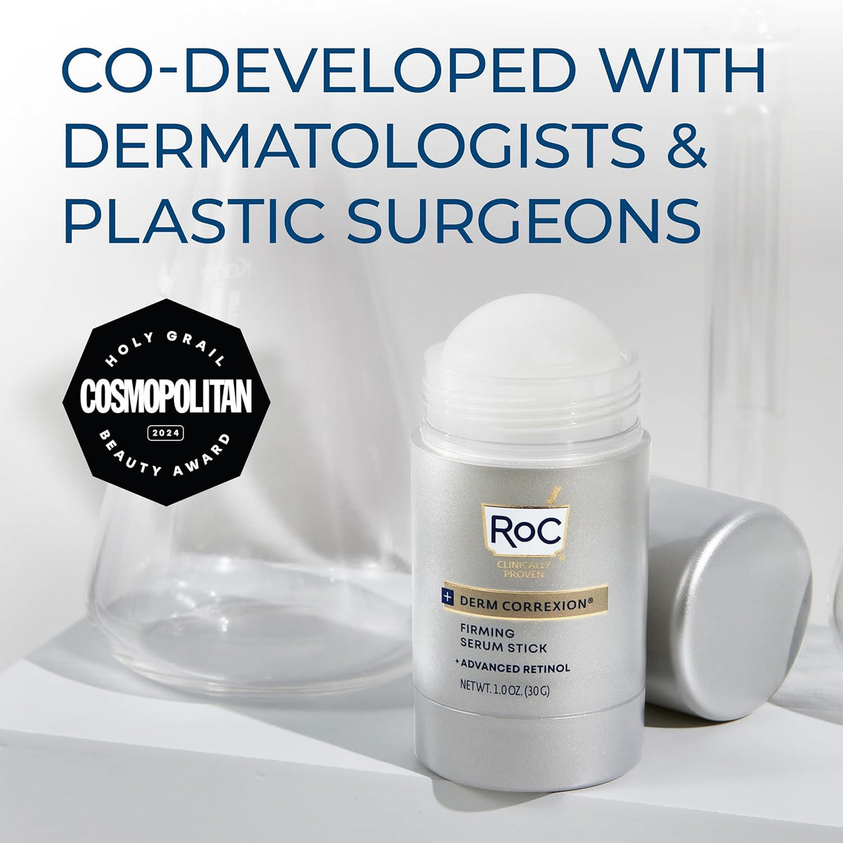 RoC Derm Correxion Retinol Firming Serum Stick with Antioxidants to Visibly Tighten and Firm Wrinkles and Laugh Lines 1.0 oz plus Retinol Eye Cream Packette