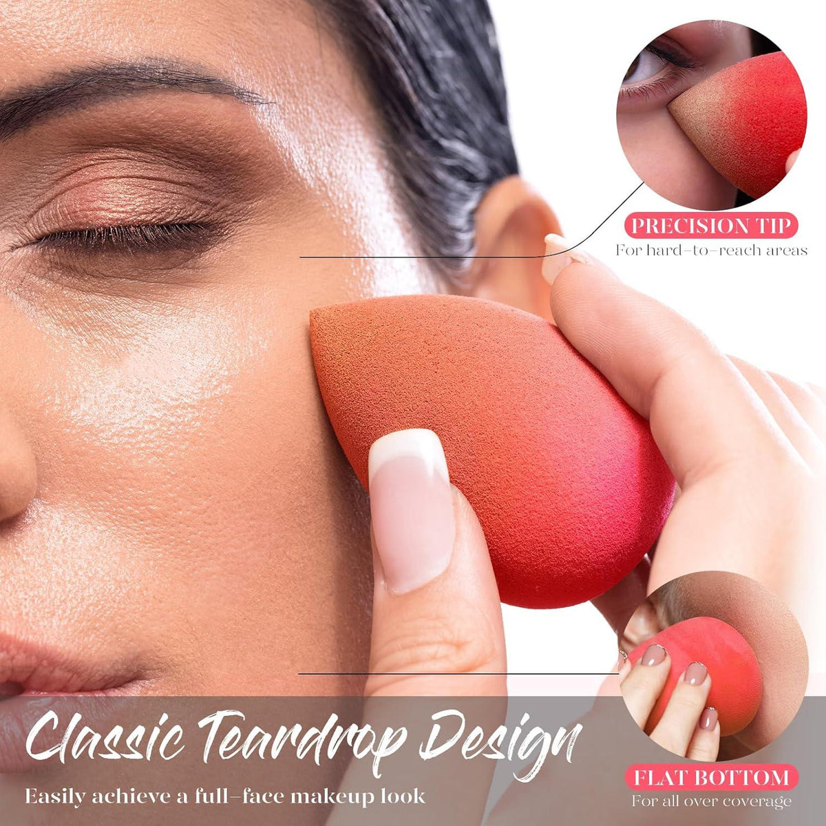 5 Pcs Latex-Free Makeup Sponge Set for Blending Foundation, Liquid, Cream & Powder