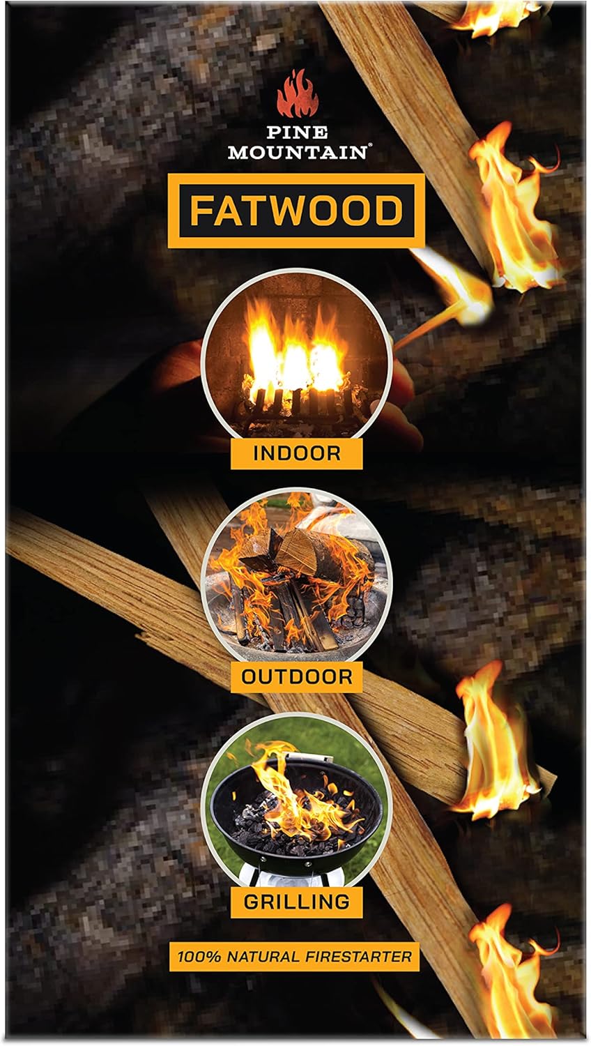 Pine Mountain StarterStikk 100% Natural Fatwood Firestarting Sticks, 5 Pound Natural Firestarting Wood Sticks for Campfire, Fireplace, Wood Stove, Fire Pit, Indoor and Outdoor Use