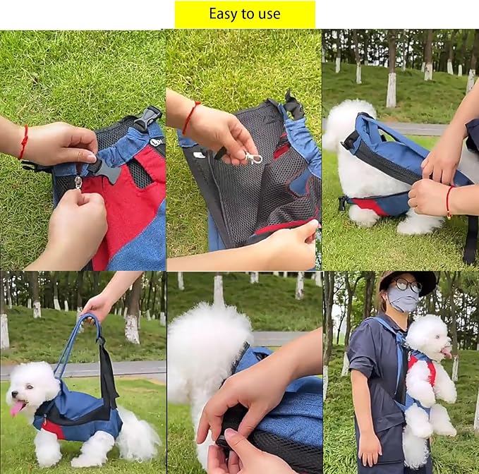 Lightweight Pet Backpack Carrier for Small Dogs & Cats - Easy-Fit Adjustable Straps, Basic Legs-Out Design, Durable for Daily Use (Fits Pets Under 15lb) (Yellow-White Color-Blocked, Medium)