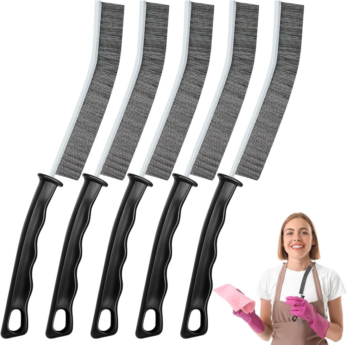 Cleaning Brush - 5 Pcs Hard Bristle Crevice Cleaning Brush, Multifunctional Gap Scrub Brush, Home Essentials, Bathroom Cleaner Tools for Household Use, Kitchen, Bathroom, Window, Faucets, Toilet