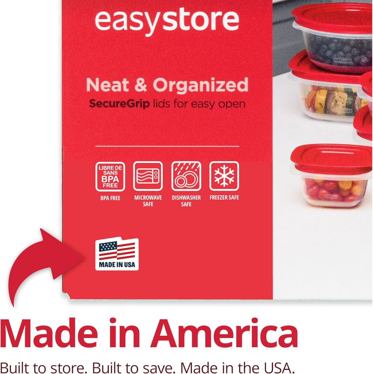 Rubbermaid EasyStore Containers, 38-Piece Set, Food Storage Containers, Food Storage Containers with Lids