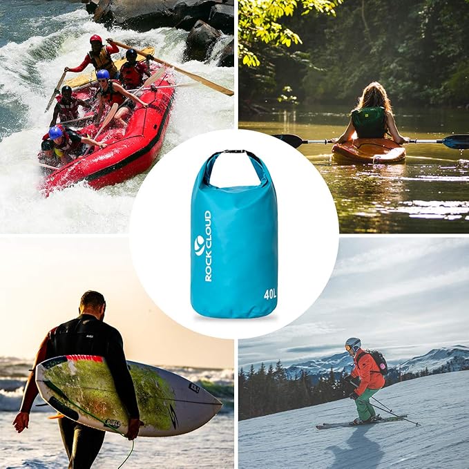 ROCK CLOUD Dry Bag Waterproof 30L Dry Sack for Kayaking Rafting Boating Beach Surfing Swimming Canoe Camping Hiking Fishing Ski, Lake Blue