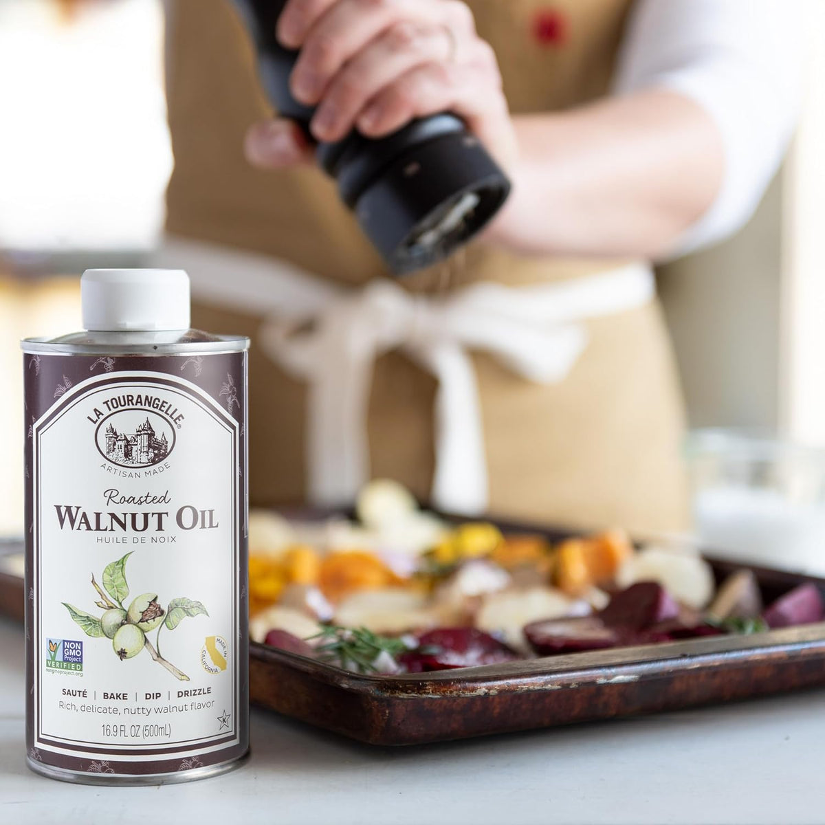 La Tourangelle, Roasted Walnut Oil, Plant-Based Source of Omega-3 Fatty Acid, Cooking, Baking, & Beauty, 16.9 Fl Oz