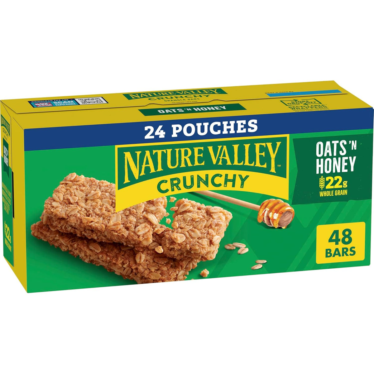 Nature Valley Crunchy Oats 'n Honey Granola Bars, 60 Bars, 44.7 OZ (30 Pouches)