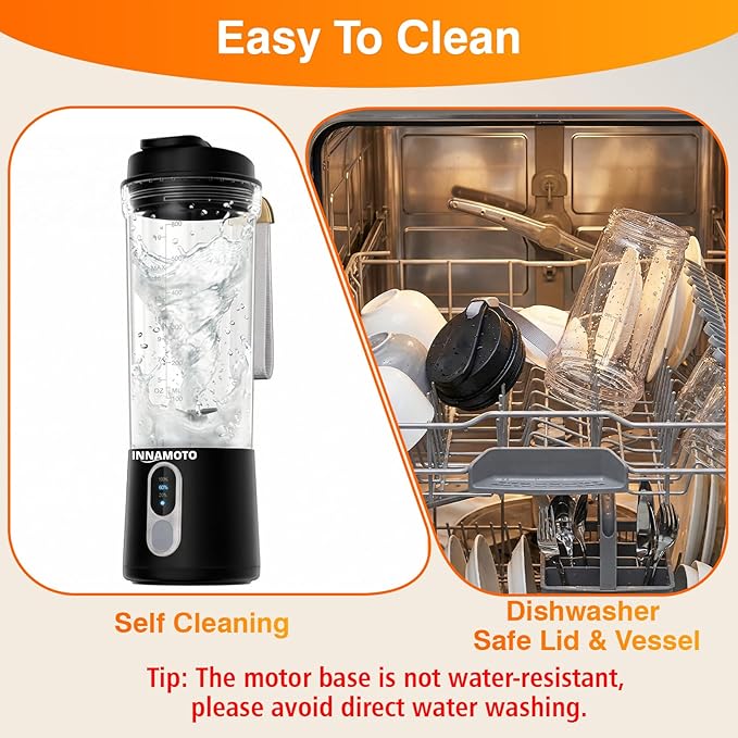Portable Personal Size Blender for Smoothies - Cordless Mini Blender with 20oz BPA-Free Juice Cup & Leak-proof Travel Lid, Type-C Rechargeable Freshly Squeezed in Outside/Office/Gym