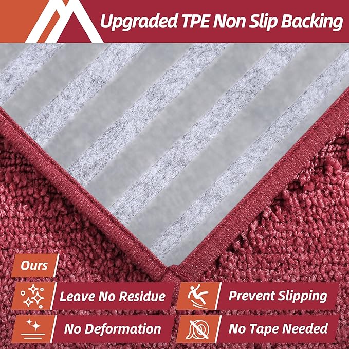 COSY HOMEER Edging Stair Treads Non-Slip Carpet Mat 28inX9in Indoor Stair Runners for Wooden Steps, Edging Stair Rugs for Kids and Dogs, 100% Polyester TPE Backing (4pc, Red)