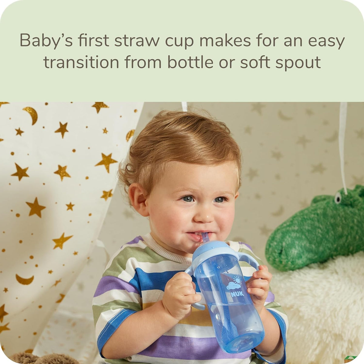 NUK Learner Straw Cup 10oz - Toddler Cup with Soft Straw for Easy Drinking Suitable for Ages 8 Months and Up