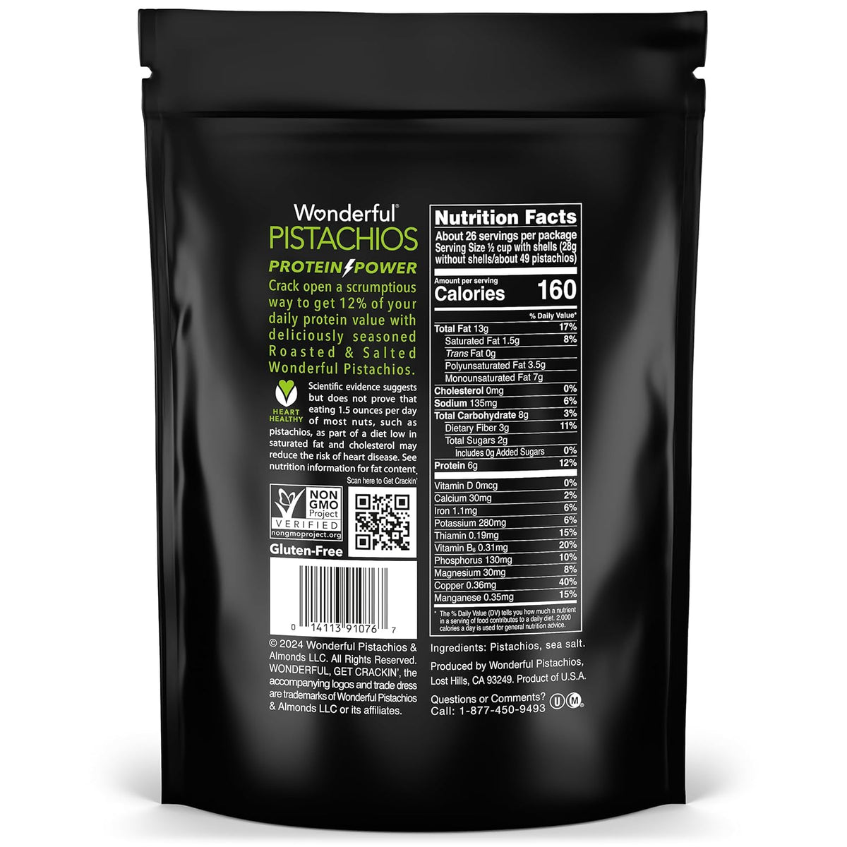 Wonderful Pistachios In Shell, Roasted & Salted Nuts, 48 Ounce Resealable Bag, Protein Snacks, Bulk Snacks, Healthy Snacks for Adults