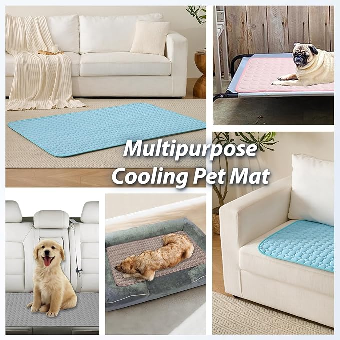 MICROCOSMOS Summer Cooling Mat & Sleeping Pad- Water Absorption Top, Materials Safe, Easy Carry, EZ Clean. Keep Cooling for Pets, Kids and Adults.(Dark Grey, 59" x 40")